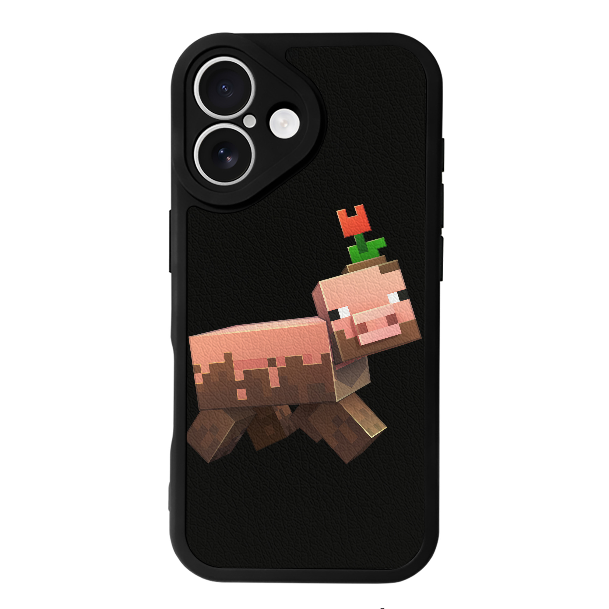 （画像用） マインクラフト ブロックの世界 Minecraft MC Block world 【iPhone 16シリーズ対応】シリコンスマホケース（レザー調） 材質：シリコン